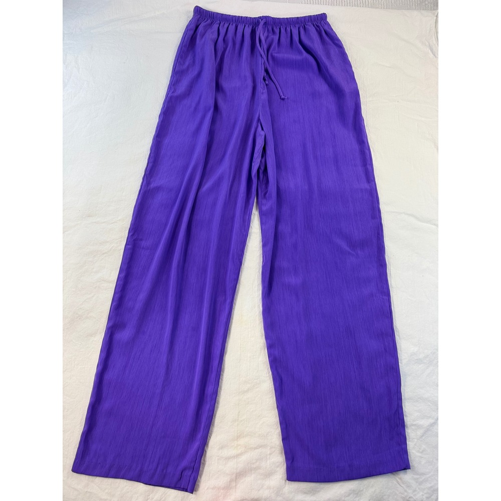 S.G. Sport Collection Purple Wide Leg Drawstring Pants Womens Medium Made in USA